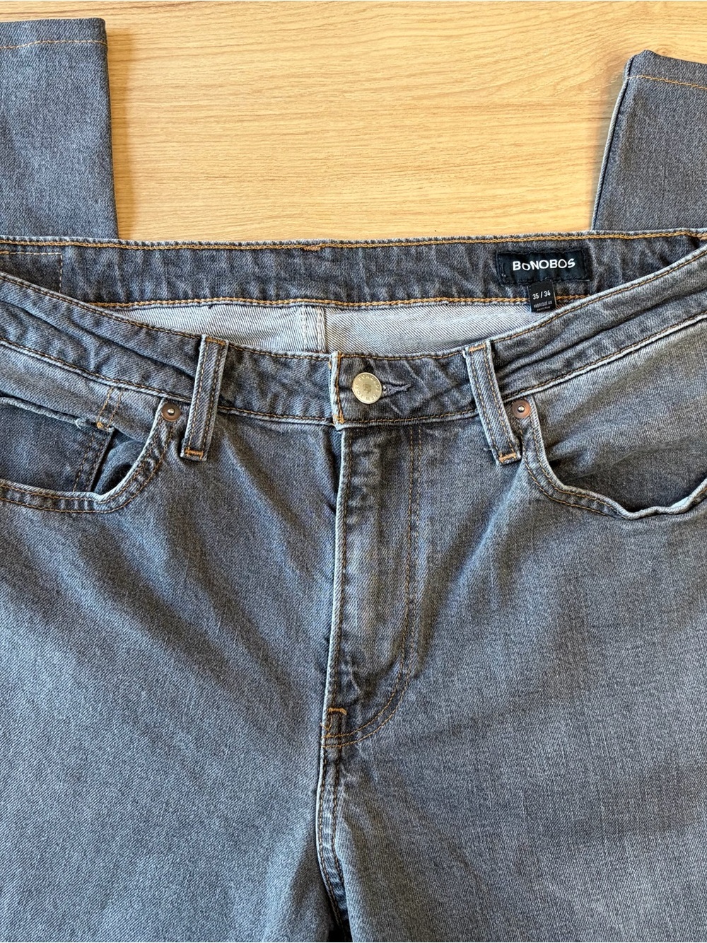 Bonobos Mens Athletic Fit Faded Charcoal Grey Stretch Jeans 35x34